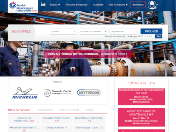 capture d’écran du site Emploi-MaintenanceIndustrielle.com
